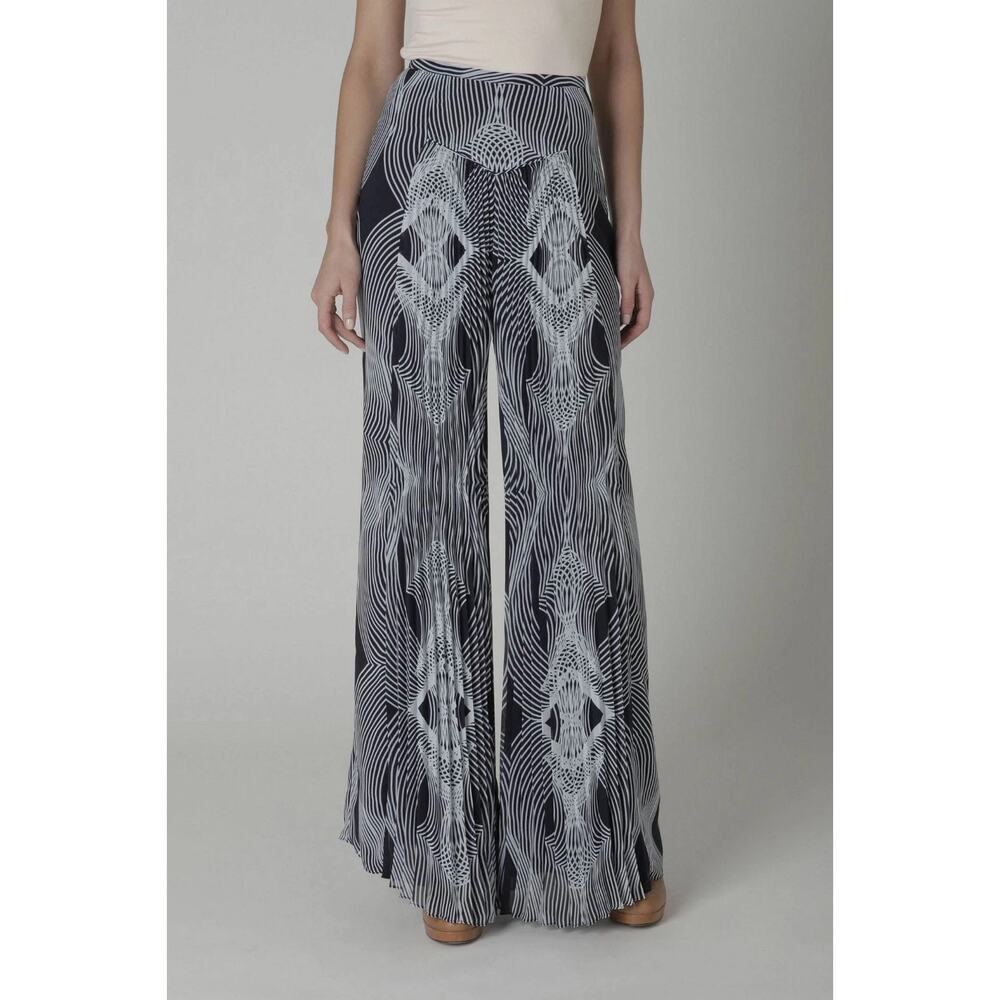 leifsdottir Black and White Wide-Leg Printed Pants